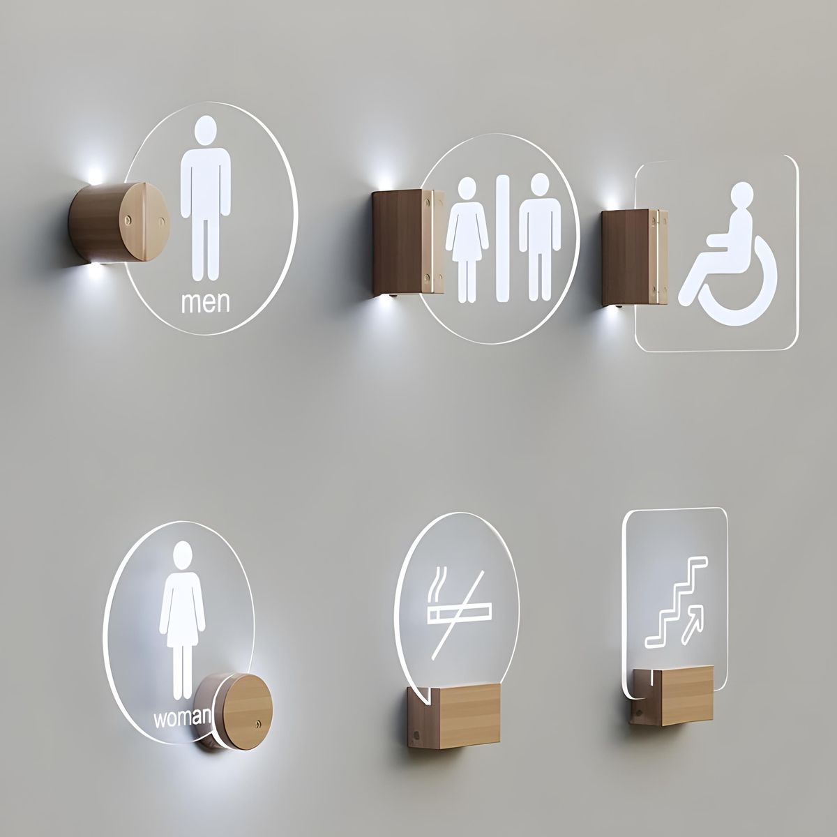 ფირნიშები; ოთახის მანიშნებელი აბრები; საინფორმაციო დაფები